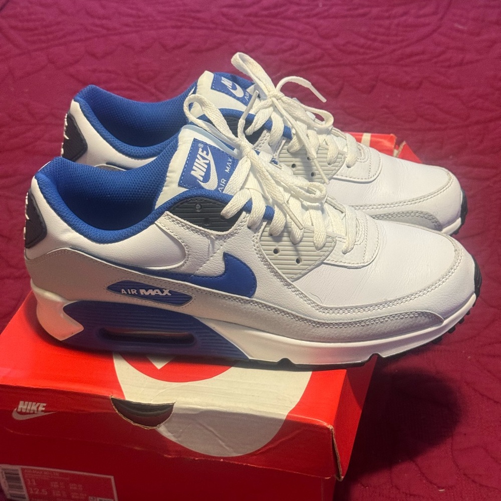 Nike Air Max White and Royal Blue Shoes